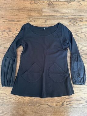 Calvin Tran Black Puff Sleeve Tunic Top Size 1